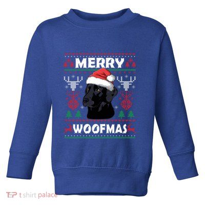 Merry Woofmas Black Lab Santa Hat Dog Xmas Gift Toddler Sweatshirt