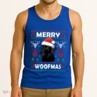 Merry Woofmas Black Lab Santa Hat Dog Xmas Gift Tank Top