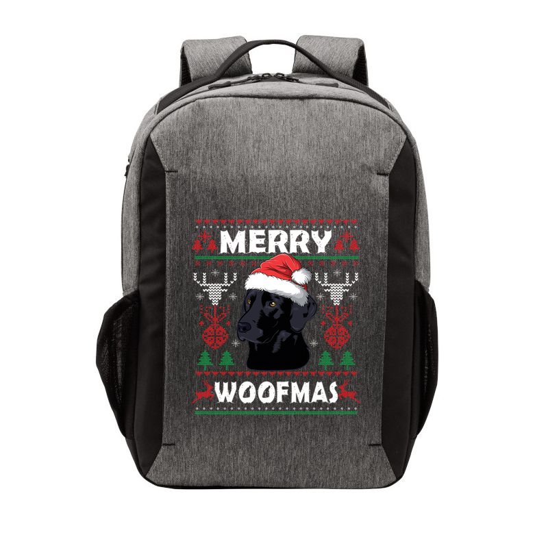 Merry Woofmas Black Lab Santa Hat Dog Xmas Gift Vector Backpack