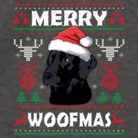 Merry Woofmas Black Lab Santa Hat Dog Xmas Gift Vector Backpack