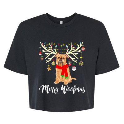 Merry Woofmas Brussels Griffon Reindeer Christmas Dog Bella+Canvas Jersey Crop Tee