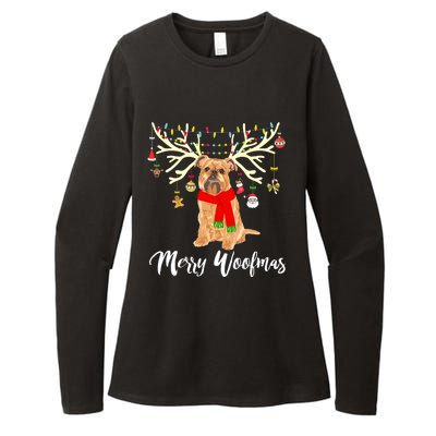 Merry Woofmas Brussels Griffon Reindeer Christmas Dog Womens CVC Long Sleeve Shirt