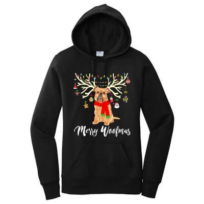 Merry Woofmas Brussels Griffon Reindeer Christmas Dog Women's Pullover Hoodie