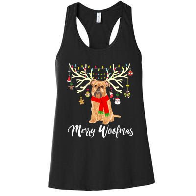 Merry Woofmas Brussels Griffon Reindeer Christmas Dog Women's Racerback Tank