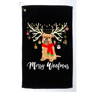 Merry Woofmas Brussels Griffon Reindeer Christmas Dog Platinum Collection Golf Towel