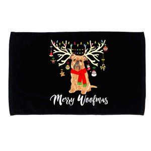 Merry Woofmas Brussels Griffon Reindeer Christmas Dog Microfiber Hand Towel