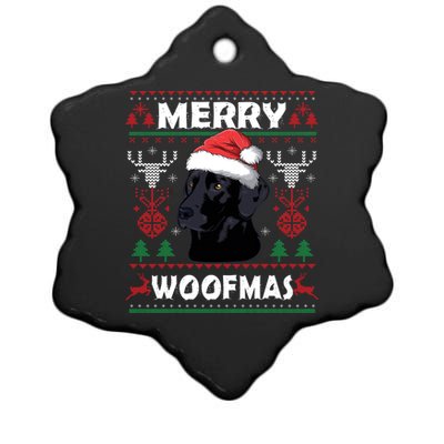 Merry Woofmas Black Lab Christmas Dog Lover Xmas Gift Great Gift Ceramic Star Ornament