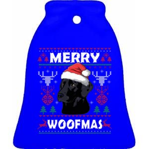 Merry Woofmas Black Lab Christmas Dog Lover Xmas Gift Great Gift Ceramic Bell Ornament