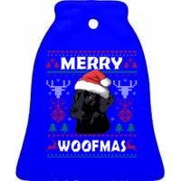 Merry Woofmas Black Lab Christmas Dog Lover Xmas Gift Great Gift Ceramic Bell Ornament