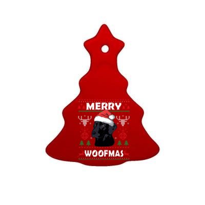 Merry Woofmas Black Lab Christmas Dog Lover Xmas Gift Great Gift Ceramic Tree Ornament