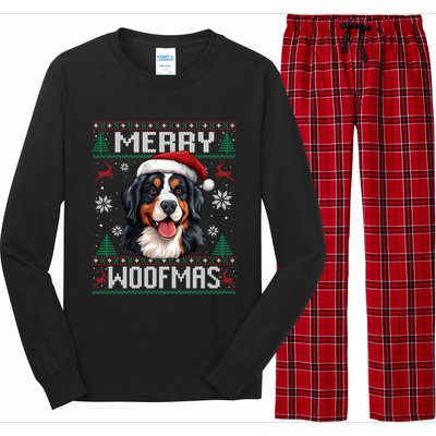 Merry Woofmas Bernese Mountain Dog Christmas Berner Long Sleeve Pajama Set