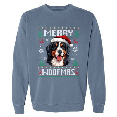 Merry Woofmas Bernese Mountain Dog Christmas Berner Garment-Dyed Sweatshirt