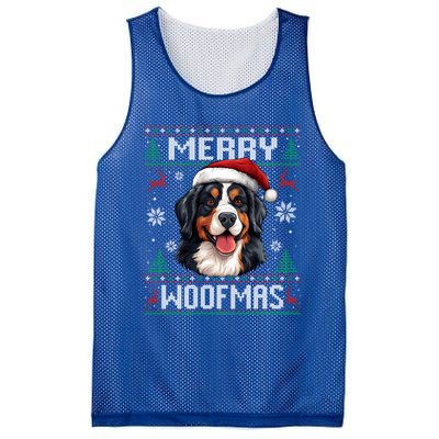 Merry Woofmas Bernese Mountain Dog Christmas Berner Mesh Reversible Basketball Jersey Tank