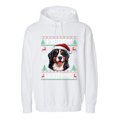 Merry Woofmas Bernese Mountain Dog Christmas Berner Garment-Dyed Fleece Hoodie