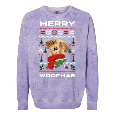 Merry Woofmas Cute Dog Ugly Christmas Colorblast Crewneck Sweatshirt