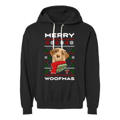 Merry Woofmas Cute Dog Ugly Christmas Garment-Dyed Fleece Hoodie