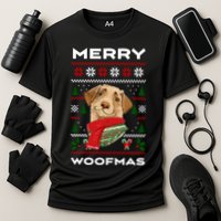 Merry Woofmas Cute Dog Ugly Christmas Cooling Performance Crew T-Shirt