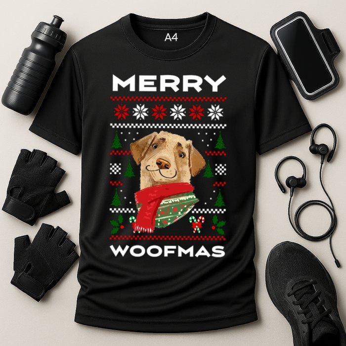 Merry Woofmas Cute Dog Ugly Christmas Cooling Performance Crew T-Shirt