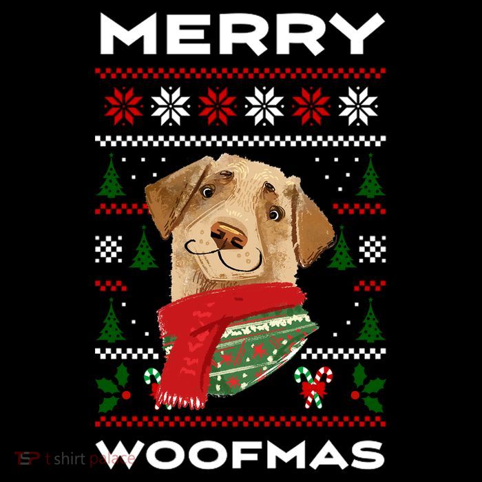 Merry Woofmas Cute Dog Ugly Christmas Button