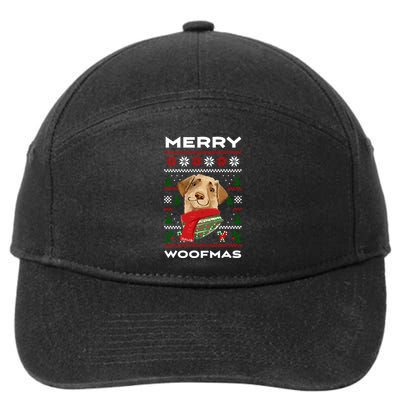Merry Woofmas Cute Dog Ugly Christmas 7-Panel Snapback Hat