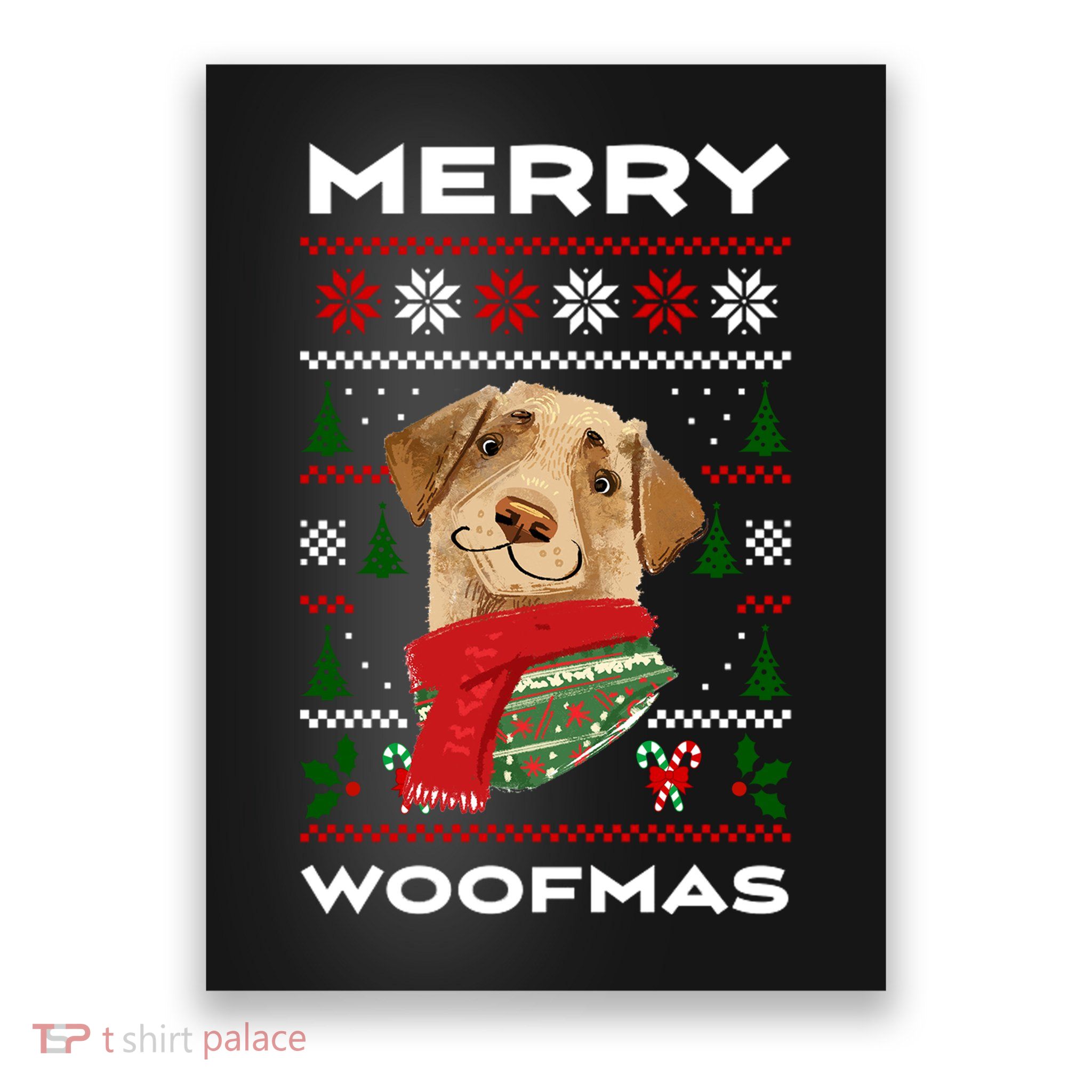 Merry Woofmas Cute Dog Ugly Christmas Poster