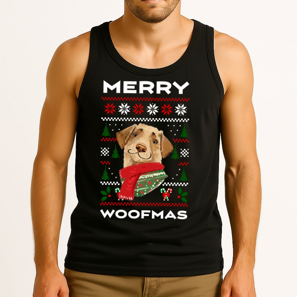 Merry Woofmas Cute Dog Ugly Christmas Tank Top