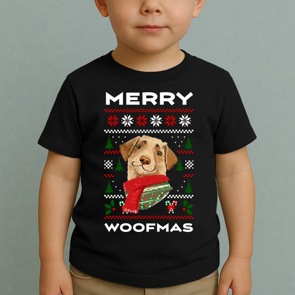 Merry Woofmas Cute Dog Ugly Christmas Toddler T-Shirt