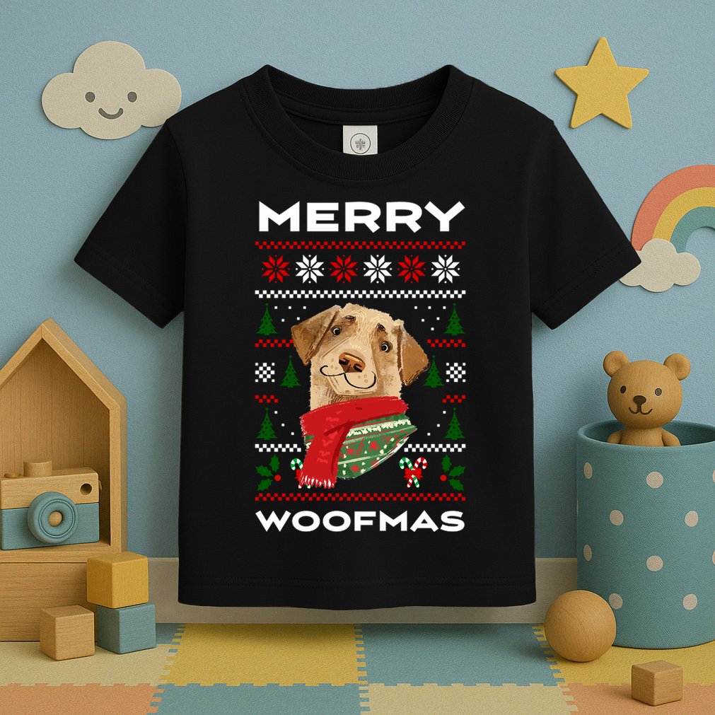 Merry Woofmas Cute Dog Ugly Christmas Toddler T-Shirt