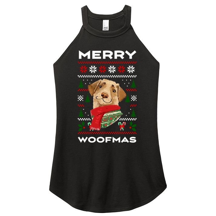 Merry Woofmas Cute Dog Ugly Christmas Women's Perfect Tri Rocker Tank
