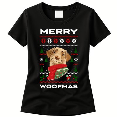 Merry Woofmas Cute Dog Ugly Christmas Womens T-Shirt