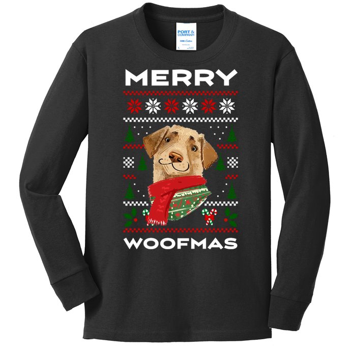 Merry Woofmas Cute Dog Ugly Christmas Kids Long Sleeve Shirt