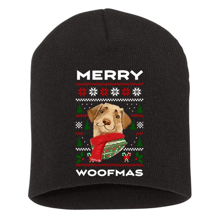 Merry Woofmas Cute Dog Ugly Christmas Short Acrylic Beanie