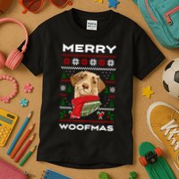Merry Woofmas Cute Dog Ugly Christmas Kids T-Shirt
