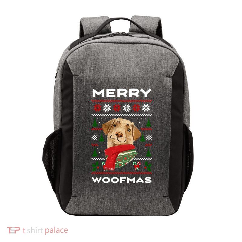 Merry Woofmas Cute Dog Ugly Christmas Vector Backpack