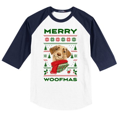 Merry Woofmas Cute Dog Ugly Christmas Baseball Sleeve Shirt