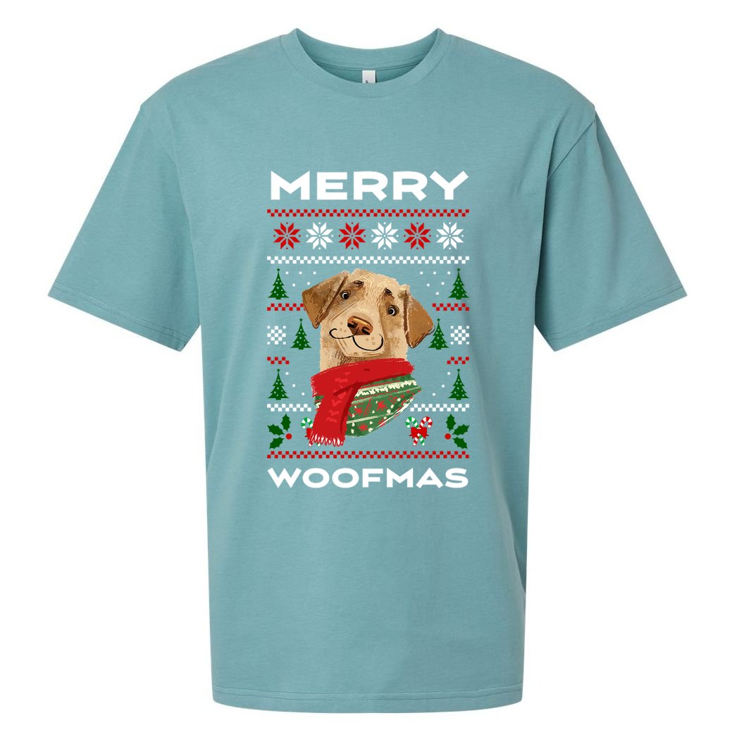 Merry Woofmas Cute Dog Ugly Christmas Sueded Cloud Jersey T-Shirt