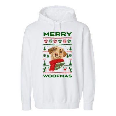 Merry Woofmas Cute Dog Ugly Christmas Garment-Dyed Fleece Hoodie