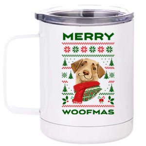 Merry Woofmas Cute Dog Ugly Christmas 12 oz Stainless Steel Tumbler Cup