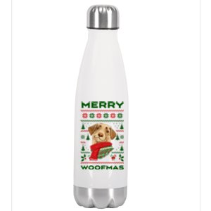 Merry Woofmas Cute Dog Ugly Christmas Stainless Steel Insulated Water Bottle