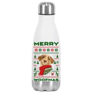 Merry Woofmas Cute Dog Ugly Christmas Stainless Steel Insulated Water Bottle