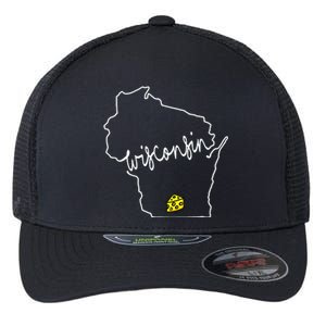 Madison Wisconsin Cheese Funny Wi Home State Flexfit Unipanel Trucker Cap