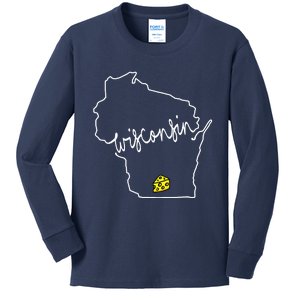 Madison Wisconsin Cheese Funny Wi Home State Kids Long Sleeve Shirt