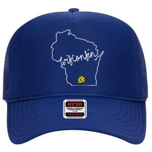 Madison Wisconsin Cheese Funny Wi Home State High Crown Mesh Back Trucker Hat