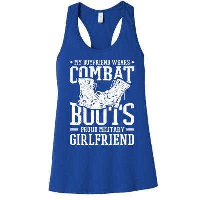 Military Wears Combat Boots Proud Army Friend Cute Gift Women's Racerback Tank