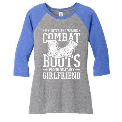 Military Wears Combat Boots Proud Army Friend Cute Gift Women's Tri-Blend 3/4-Sleeve Raglan Shirt