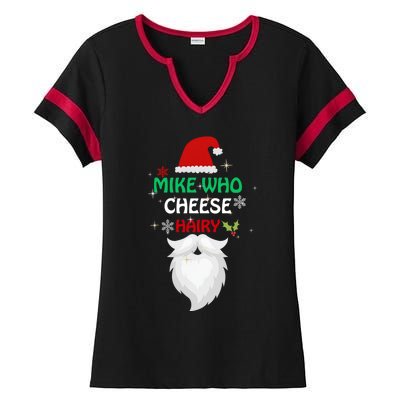 Mike Who Chesse Hairy Funny Santa Jokes Christmas Gift Ladies Halftime Notch Neck Tee