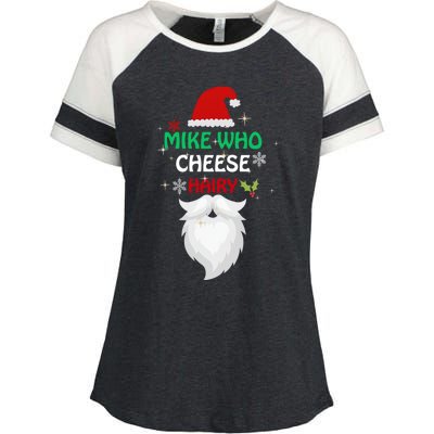 Mike Who Chesse Hairy Funny Santa Jokes Christmas Gift Enza Ladies Jersey Colorblock Tee