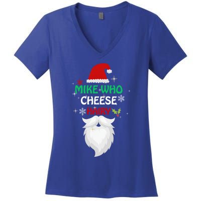 Mike Who Chesse Hairy Funny Santa Jokes Christmas Gift Women's V-Neck T-Shirt