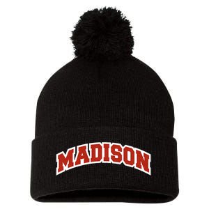 Madison Wisconsin Classic Athletic Sports Pom Pom 12in Knit Beanie