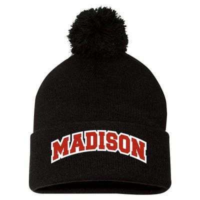 Madison Wisconsin Classic Athletic Sports Pom Pom 12in Knit Beanie